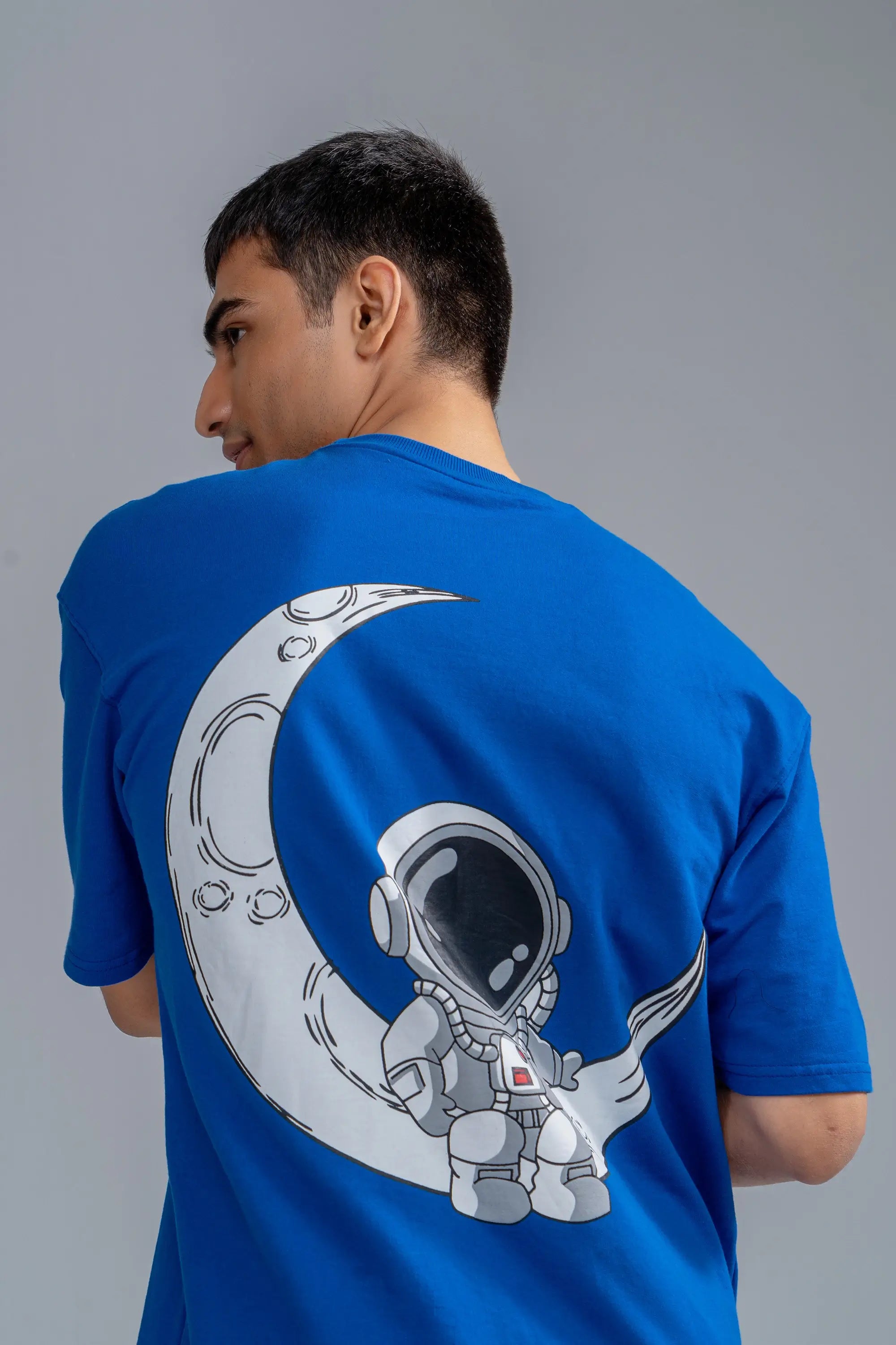 Fly me to the Moon Blue Drop Shoulder